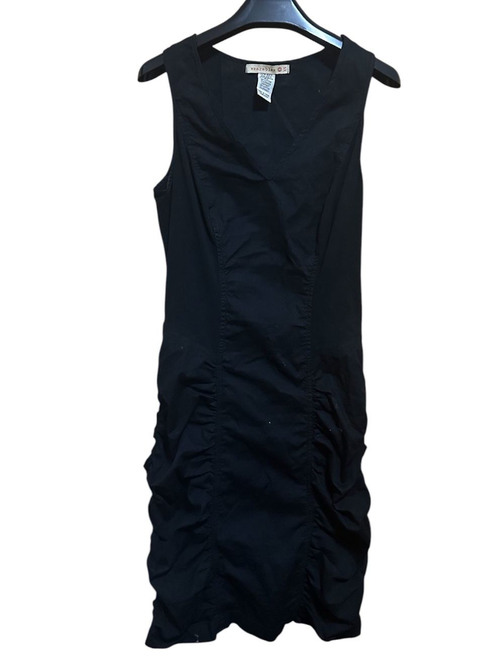 Wearables Black Sleeveless Ruched Midi Dress